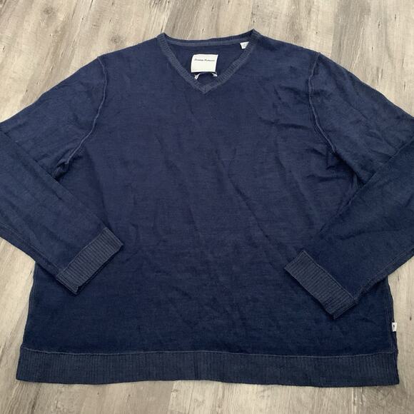Tommy Bahama Sweater Mens XL Magic Sands Blue 100% Extra Fine Merino Wool Light - Picture 7 of 8